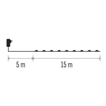 LED udendørs lyskæde 150xLED/20m IP44 kold hvid