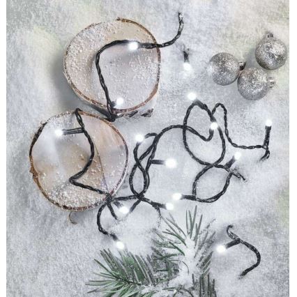 LED udendørs lyskæde 180 LED/8 lysprogrammer, 23 m, IP44, kold hvid