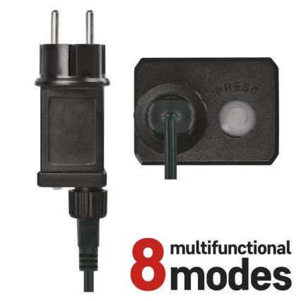 LED udendørs lyskæde 180 LED/8 lysprogrammer, 23 m, IP44, kold hvid