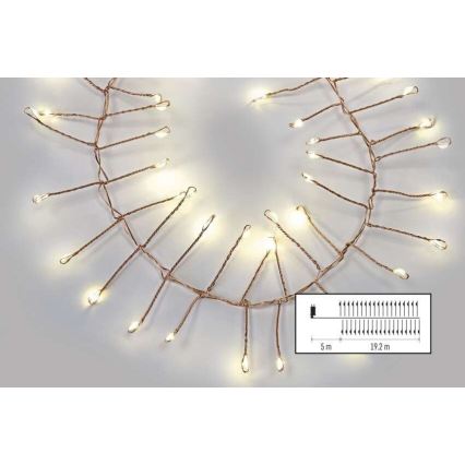 LED udendørs lyskæde 1920xLED/8 funktioner 19,2m IP44 varm hvid