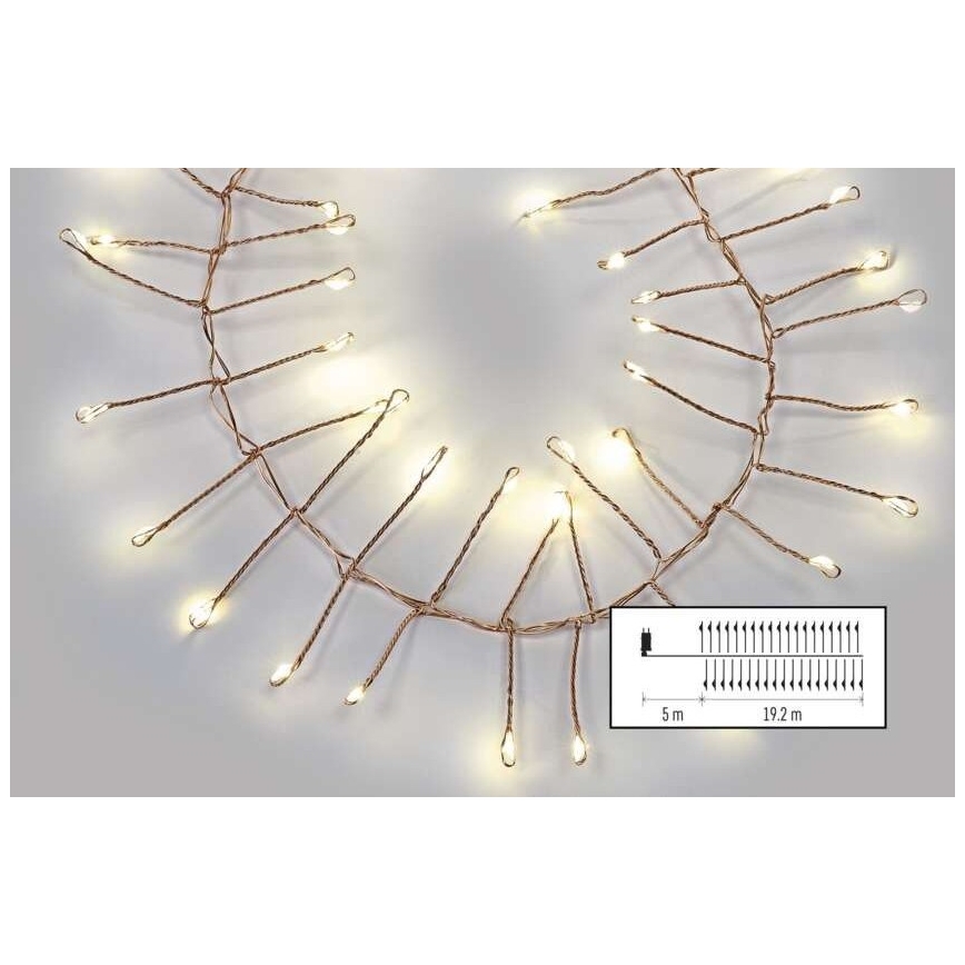 LED udendørs lyskæde 1920xLED/8 funktioner 19,2m IP44 varm hvid