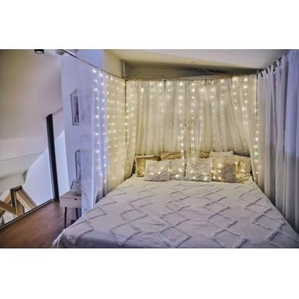 LED udendørs lyskæde 240 LED/8 funktioner 6,7 m IP44 varm hvid