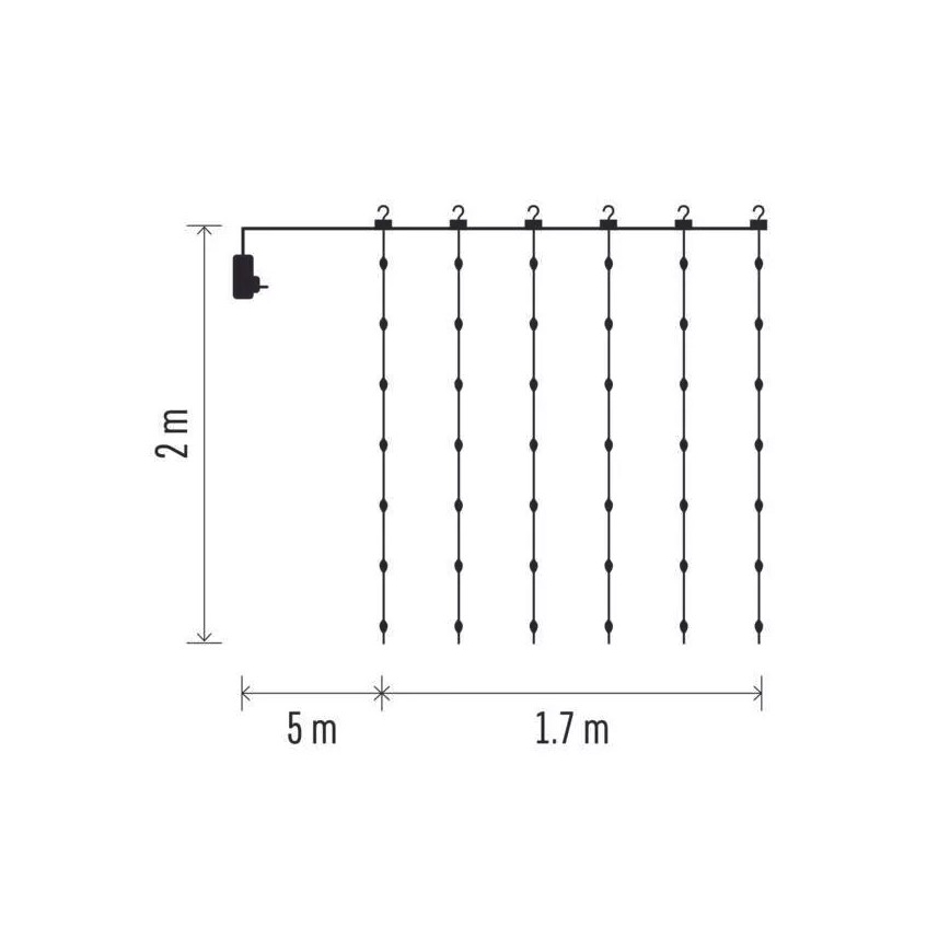 LED udendørs lyskæde 240 LED/8 funktioner 6,7 m IP44 varm hvid