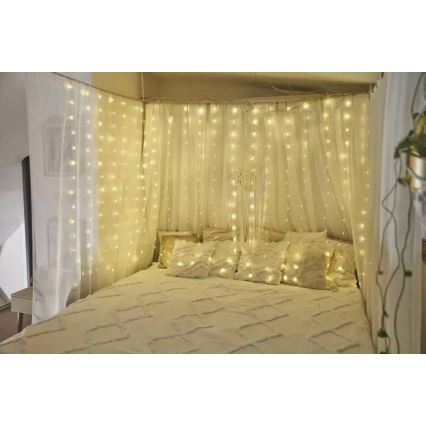 LED udendørs lyskæde 300 LED / 8 funktioner, 5,9 m, IP44, varm hvid
