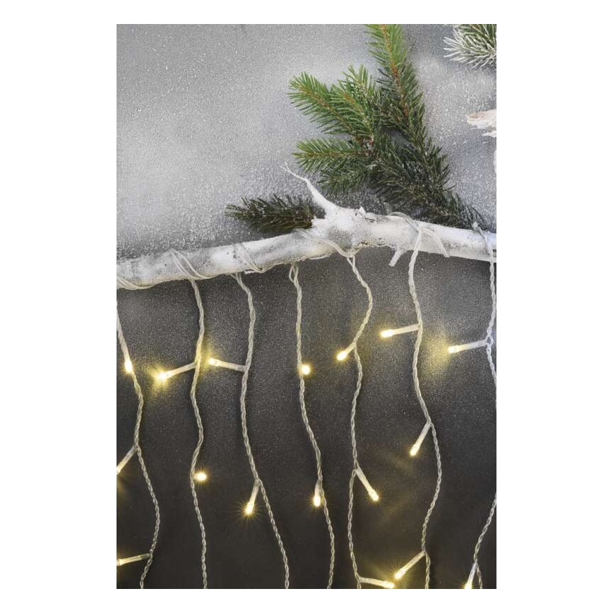 LED udendørs lyskæde, 300 LED – 8 lysprogrammer, 10 m, IP44, varm hvid + fjernbetjening