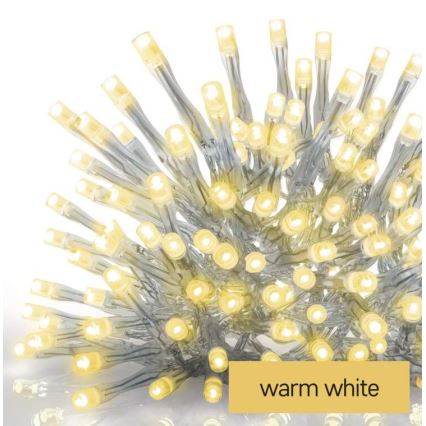 LED udendørs lyskæde, 300 LED – 8 lysprogrammer, 10 m, IP44, varm hvid + fjernbetjening