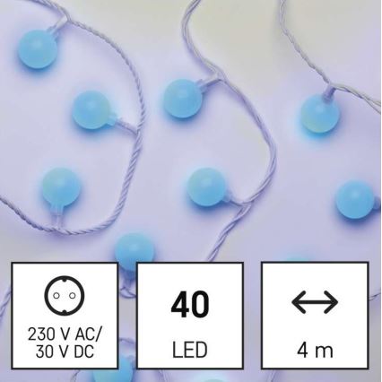 LED udendørs lyskæde 40 LED/9 m IP44 blå
