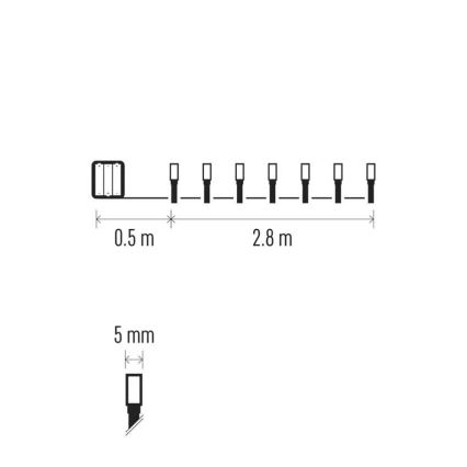 LED udendørs lyskæde 40xLED/3xAA 3,3m IP44 kold hvid