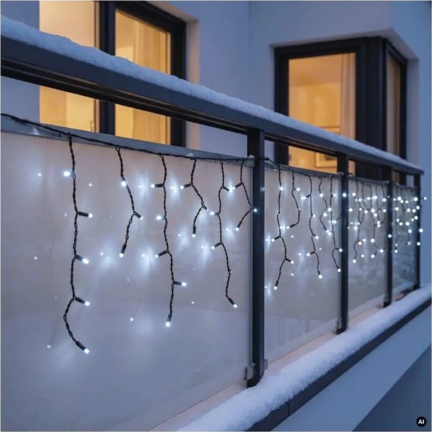 LED udendørs lyskæde 50xLED/3x0,4m IP44 kølig hvid