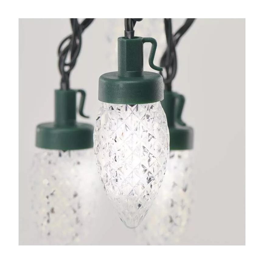 LED udendørs lyskæde 50xLED/8 funktioner 14,8 m IP44 kold hvid