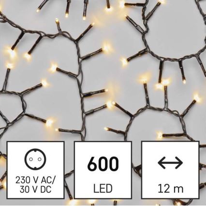 LED udendørs lyskæde 600xLED/17m IP44 varm hvid