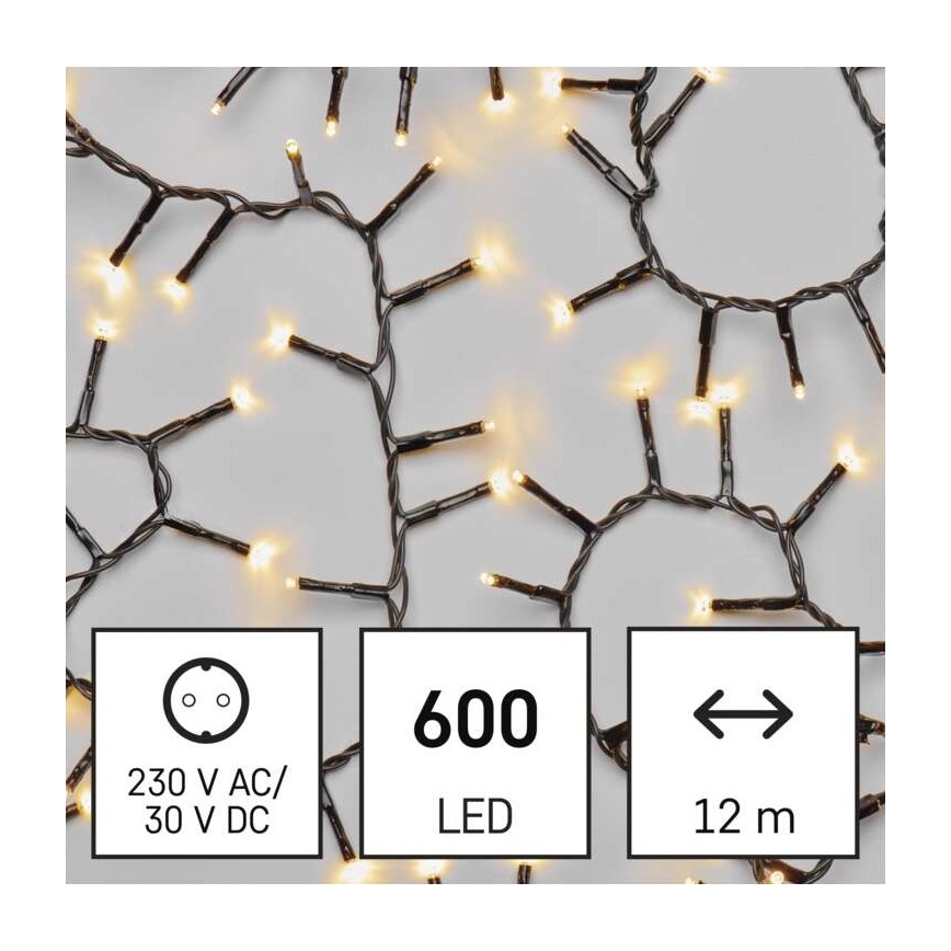 LED udendørs lyskæde 600xLED/17m IP44 varm hvid