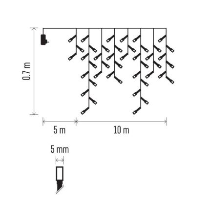 LED udendørs lyskæde 600xLED/8 funktioner 15m IP44 kold hvid