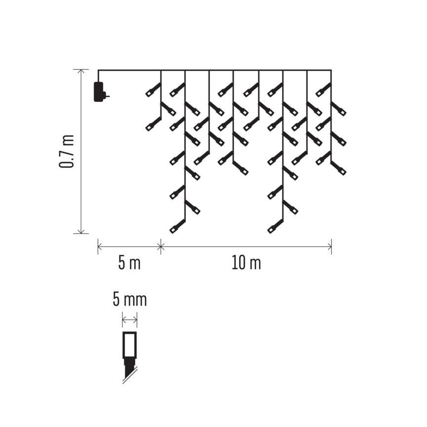 LED udendørs lyskæde 600xLED/8 funktioner 15m IP44 kold hvid