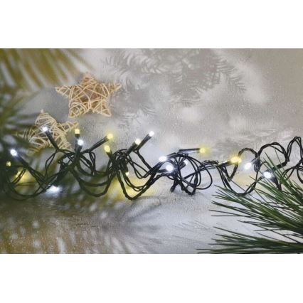 LED udendørs lyskæde, 80 LED / 2 funktioner, 13 m, IP44, varm/kold hvid