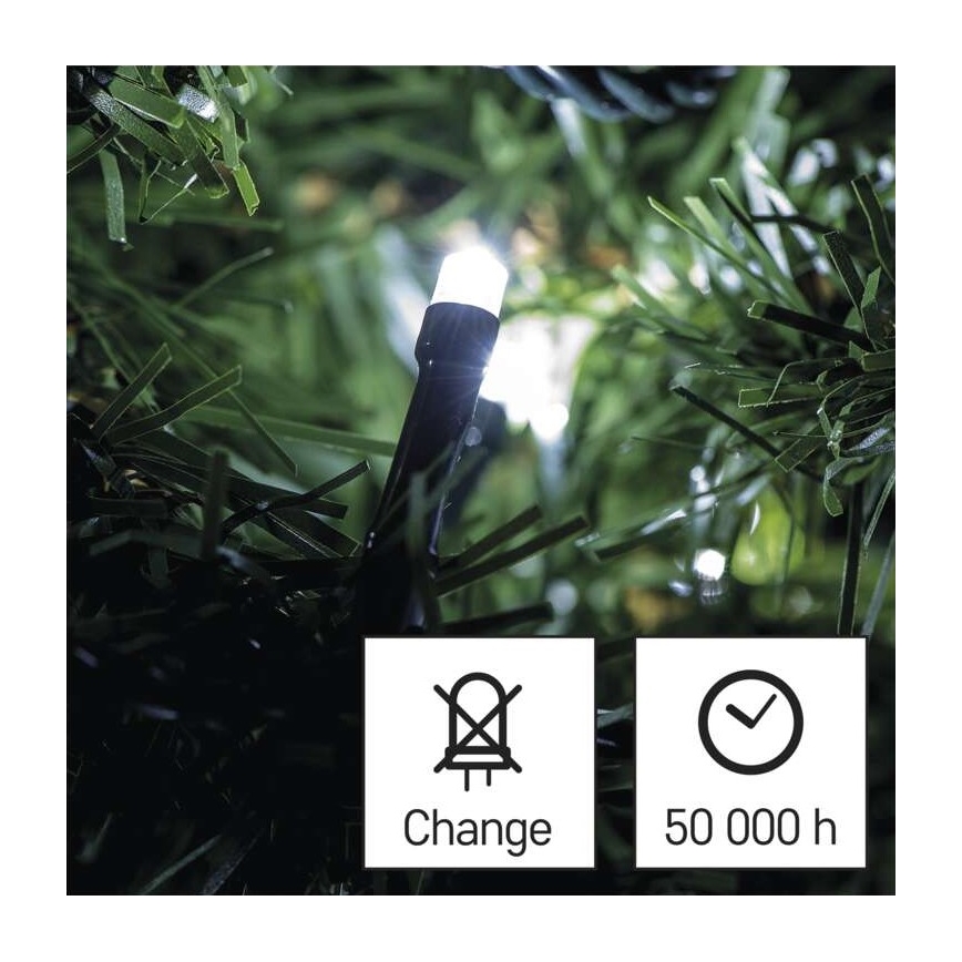 LED udendørs lyskæde 80xLED/13m IP44 kold hvid