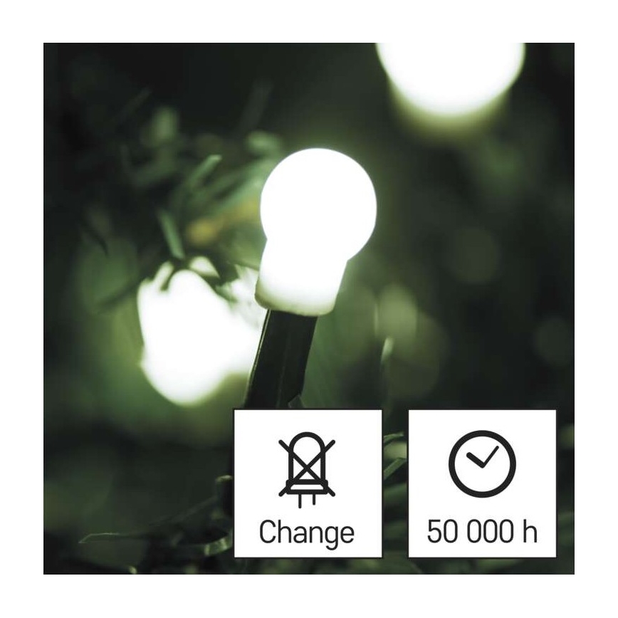 LED  udendørs lyskæde 80xLED/13m IP44 kold hvid