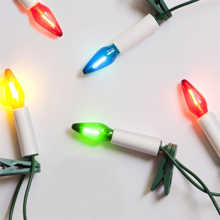 LED udendørs julelyskæde FELICIA FILAMENT 20xE10 19m multifarvet/varm hvid IP44, Fremstillet i Tjekkiet