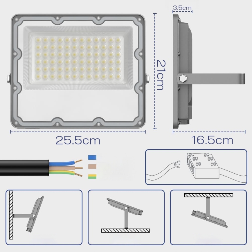 LED Udendørs reflektor LED/100W/230V 4500K IP65 grå