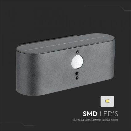 LED Udendørs solcelle væglampe med sensor LED/2,5W/3,7V 3000K IP54 2000 mAh