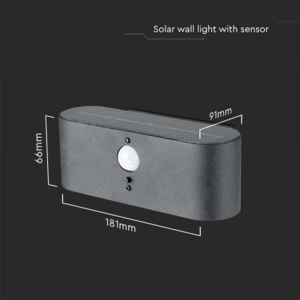 LED Udendørs solcelle væglampe med sensor LED/2,5W/3,7V 3000K IP54 2000 mAh