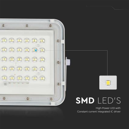 LED Udendørs dæmpbar soldrevet projektør LED/10W/3,2V IP65 4000K hvid + fjernbetjening