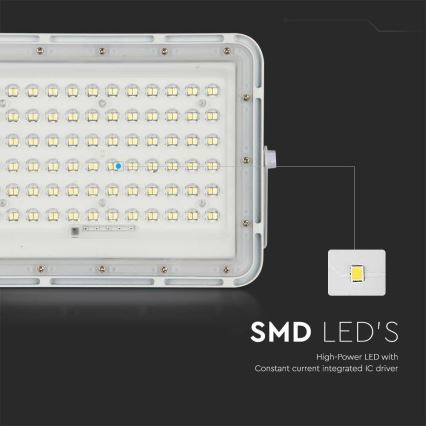 LED Udendørs dæmpbar soldrevet projektør LED/15W/3,2V IP65 4000K hvid + fjernbetjening