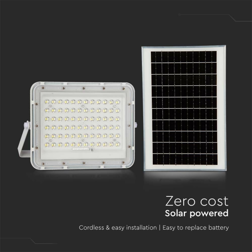 LED Udendørs dæmpbar soldrevet projektør LED/15W/3,2V IP65 4000K hvid + fjernbetjening