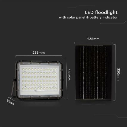 LED Udendørs dæmpbar soldrevet projektør LED/15W/3,2V IP65 4000K sort + fjernbetjening