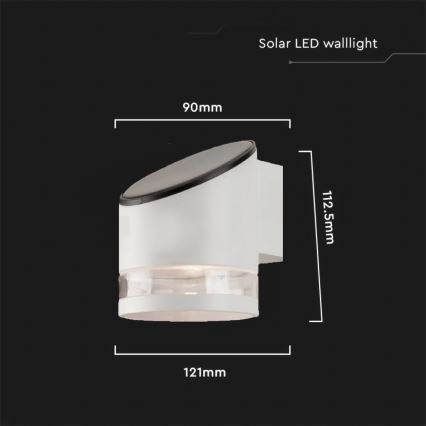 LED Udendørs soldrevet væglampe LED/1W/3,7V 3000K IP54 hvid