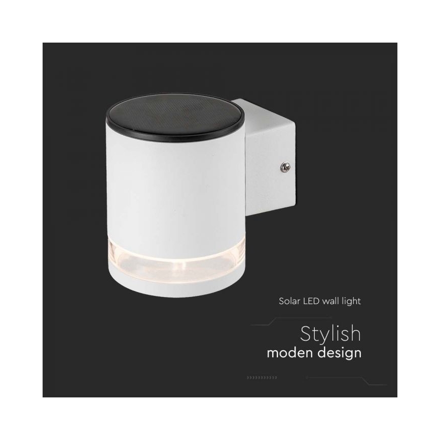 LED Udendørs soldrevet væglampe LED/1W/3,7V 3000K IP54 hvid