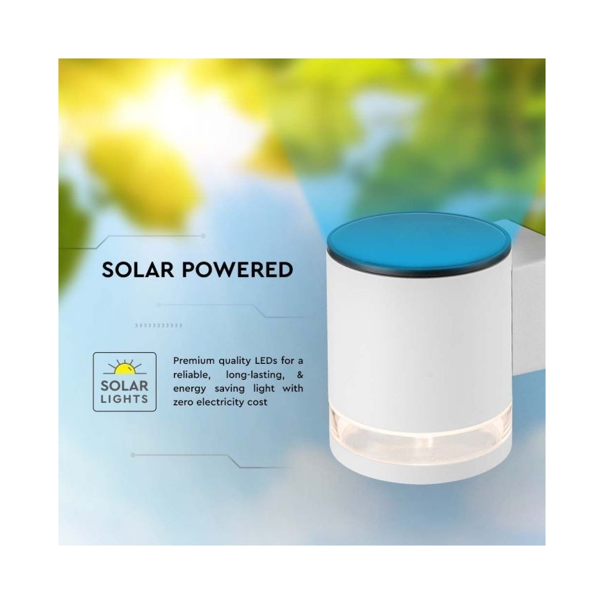 LED Udendørs soldrevet væglampe LED/1W/3,7V 3000K IP54 hvid
