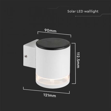 LED Udendørs soldrevet væglampe LED/1W/3,7V 3000K IP54 hvid