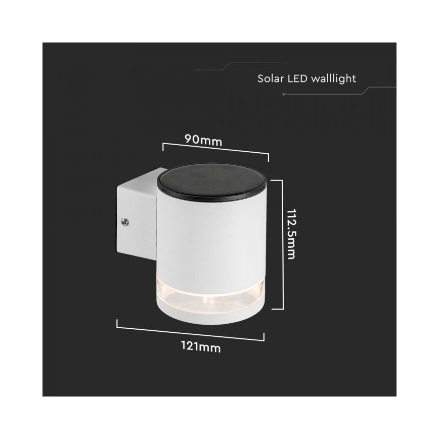 LED Udendørs soldrevet væglampe LED/1W/3,7V 3000K IP54 hvid