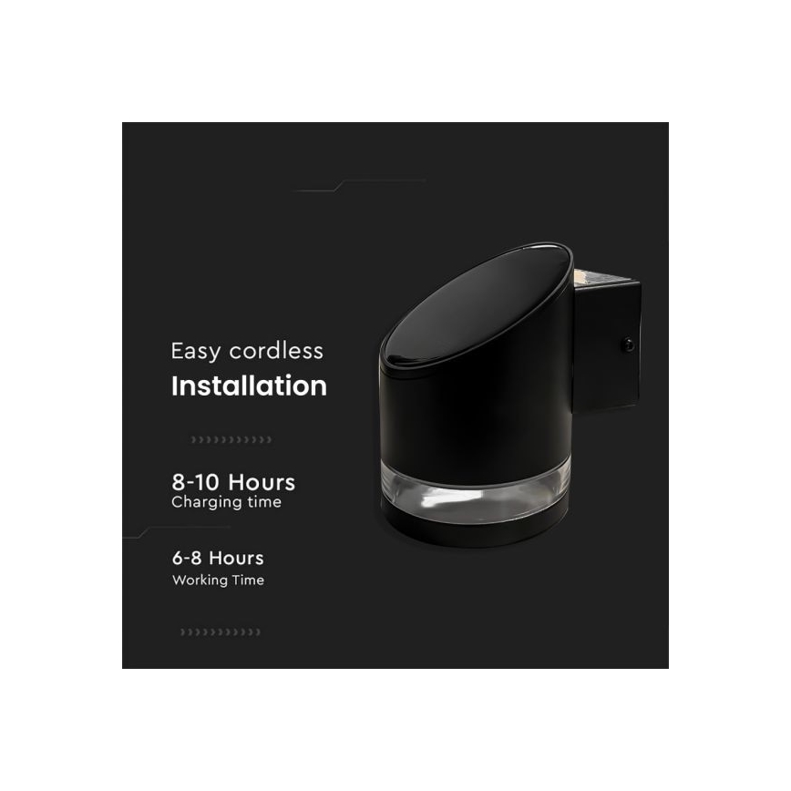 LED Udendørs soldrevet væglampe LED/1W/3,7V 3000K IP54 sort