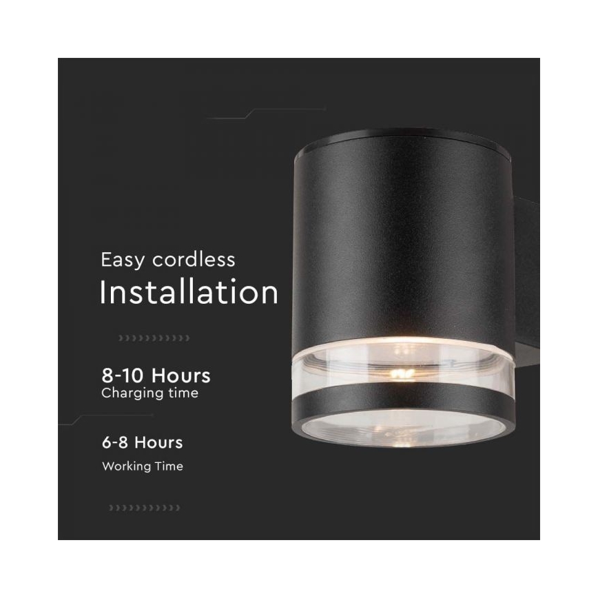 LED Udendørs soldrevet væglampe LED/1W/3,7V 3000K IP54 sort