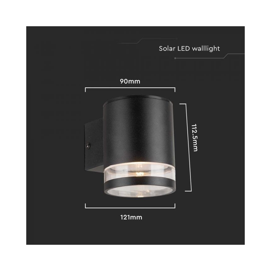 LED Udendørs soldrevet væglampe LED/1W/3,7V 3000K IP54 sort
