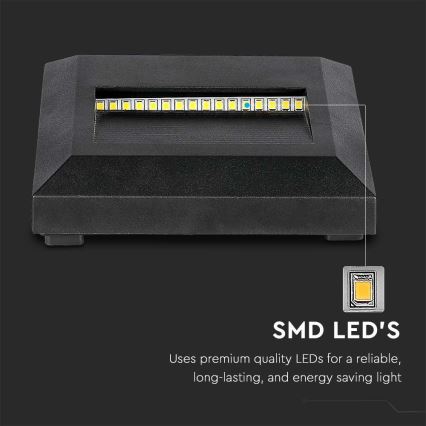 LED Udendørs trappelampe LED/2W/230V IP65 4000K sort