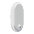 LED udendørs vægarmatur med bevægelses- og skumringssensor OVAL LED/10W/230V IP65 hvid
