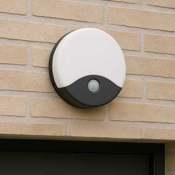 LED udendørs vægarmatur med bevægelsessensor, 18W LED, 230V, IP44, hvid
