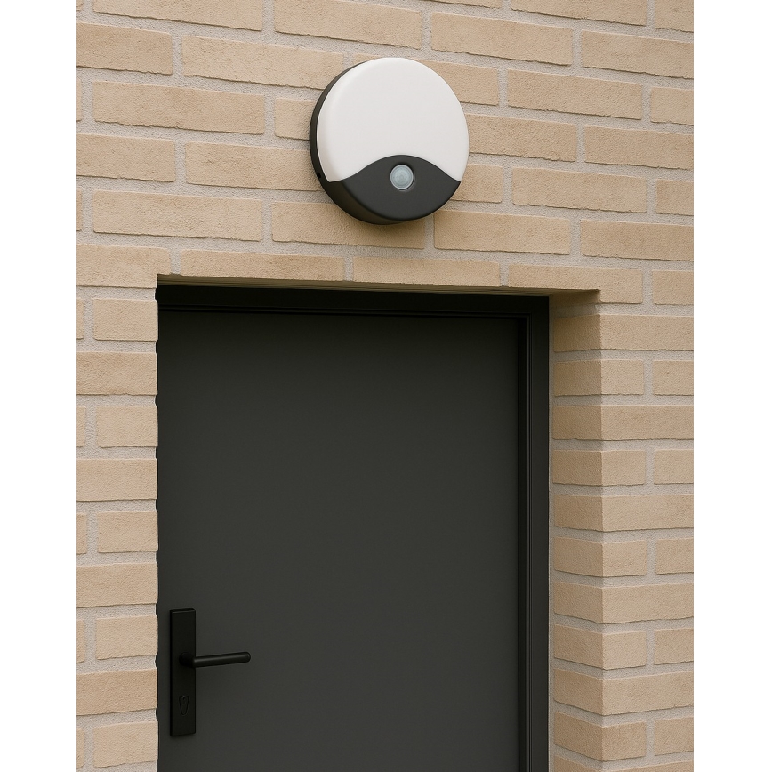 LED udendørs vægarmatur med bevægelsessensor, 18W LED, 230V, IP44, hvid