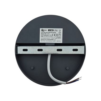 LED udendørs vægarmatur med bevægelsessensor, 18W LED, 230V, IP44, hvid