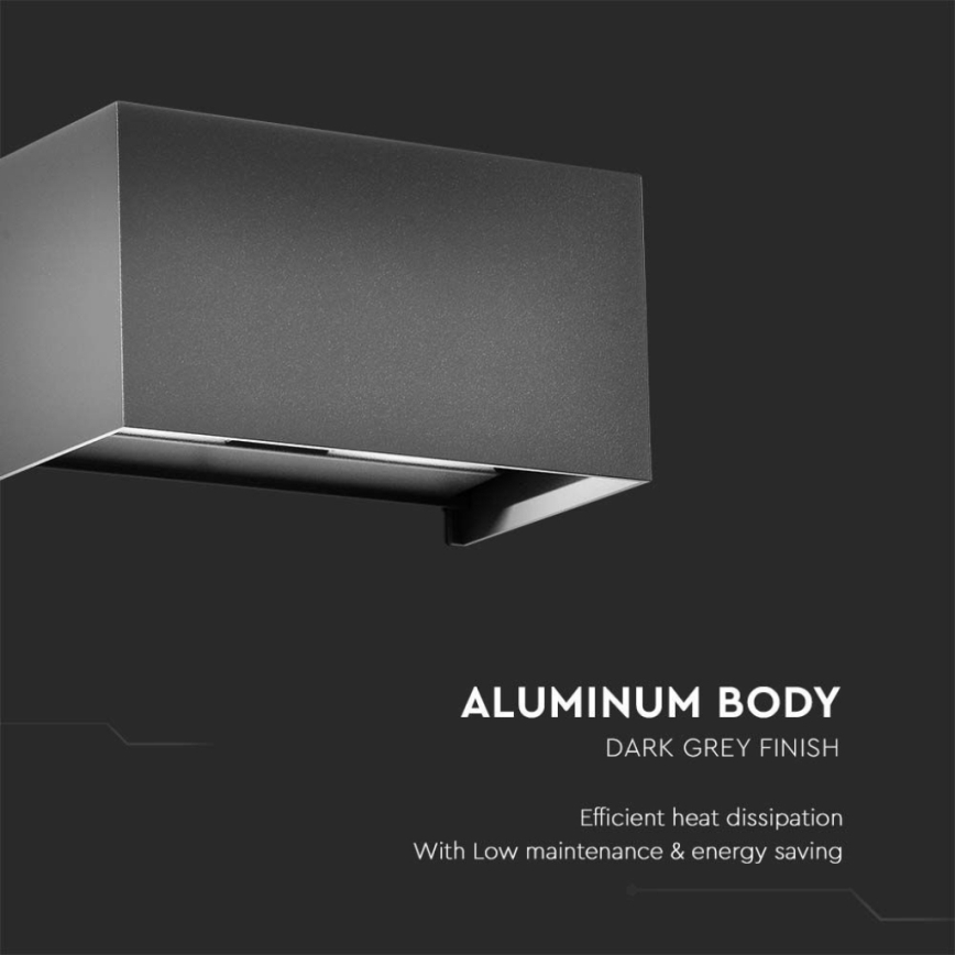 LED udendørs væglampe, 24W/230V, 3000K, IP65, antracit