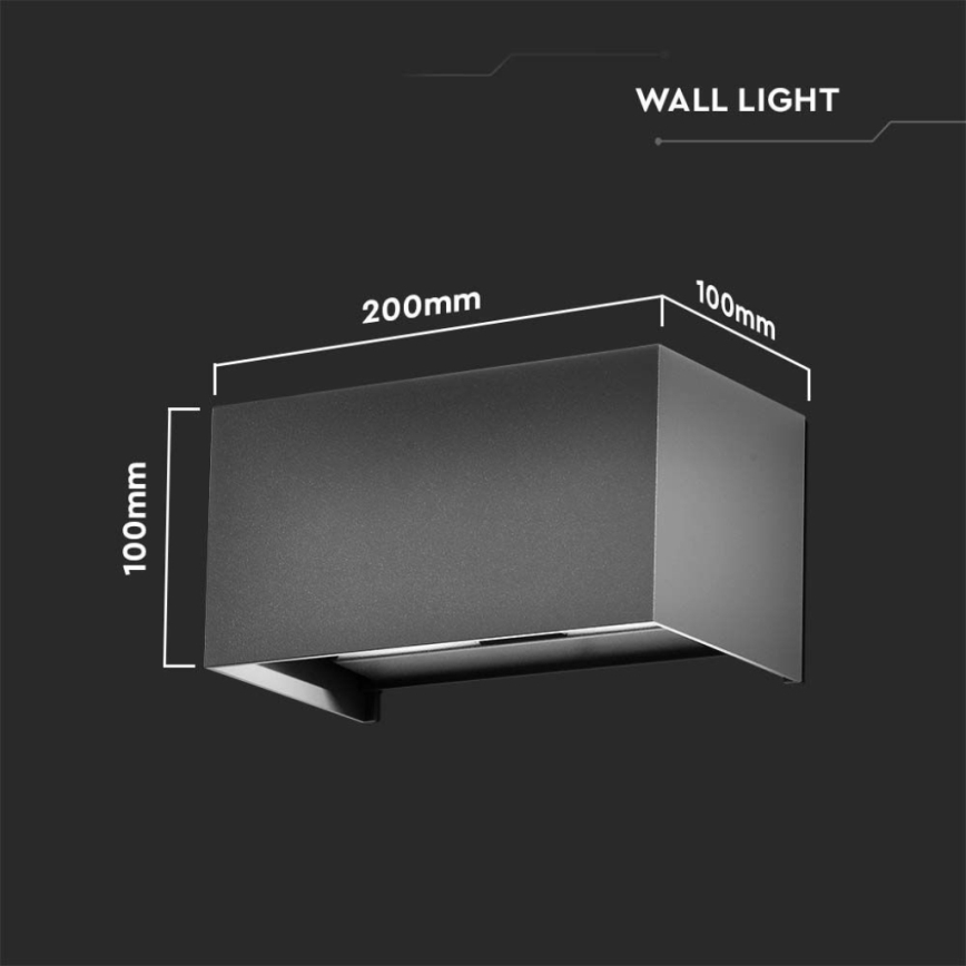 LED udendørs væglampe, 24W/230V, 3000K, IP65, antracit
