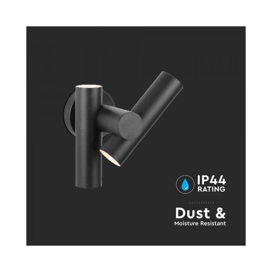 LED Udendørs vægspot fleksibel lampe 2xLED/3W/230V 4000K IP44 sort