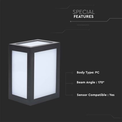 LED udendørs væglampe LED/12W/230V 4000K IP65 sort