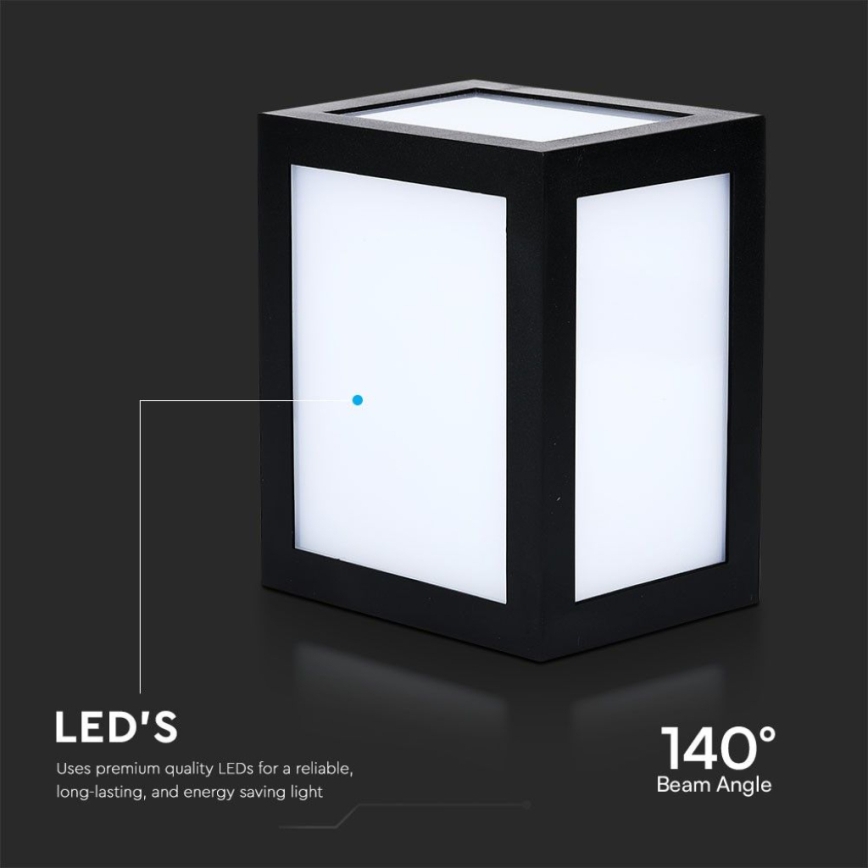 LED udendørs væglampe LED/12W/230V 6400K IP65 sort