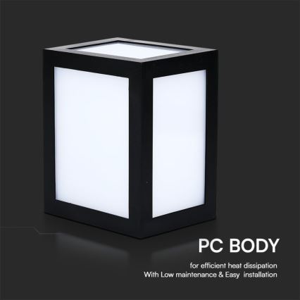 LED udendørs væglampe LED/12W/230V 6400K IP65 sort