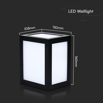 LED udendørs væglampe LED/12W/230V 6400K IP65 sort