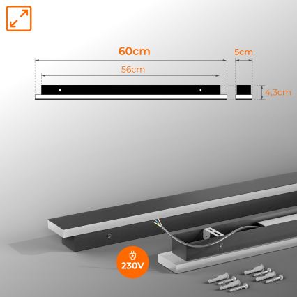 LED udendørs væglampe LED/18W/230V 60 cm IP65 sort